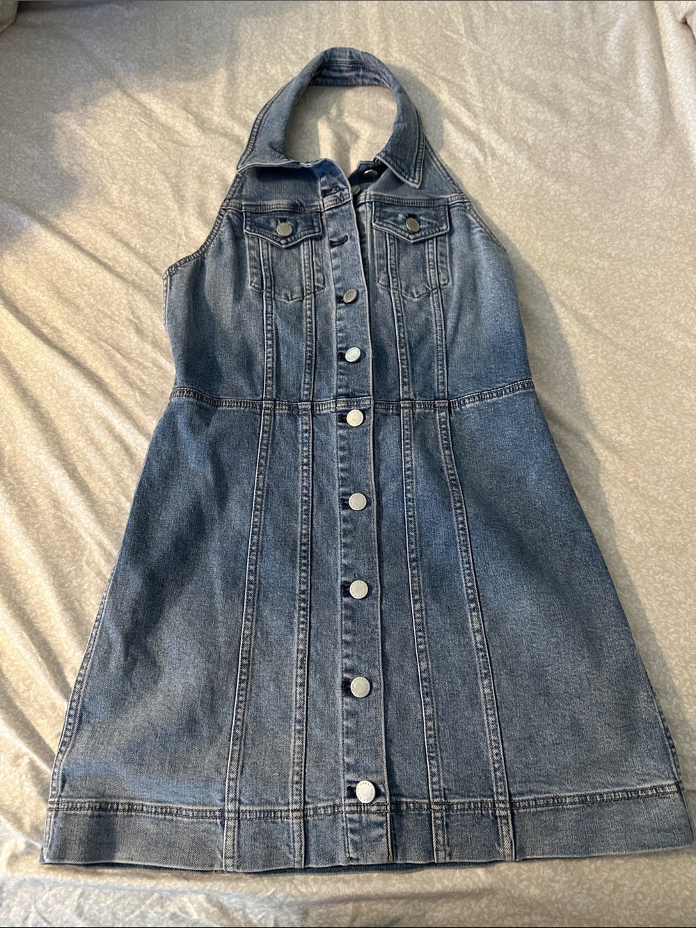 Alice + Olivia Blue Denim Halter Mini Dress